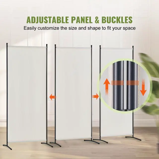 Alt view image 6 of 9 - VEVOR  Room Divider, 102×71inch Room Dividers and Folding Privacy Screens 3-Panel, Fabric Partition Room Dividers for Office, Bedroom, Dining Room, Study, Freestanding, White