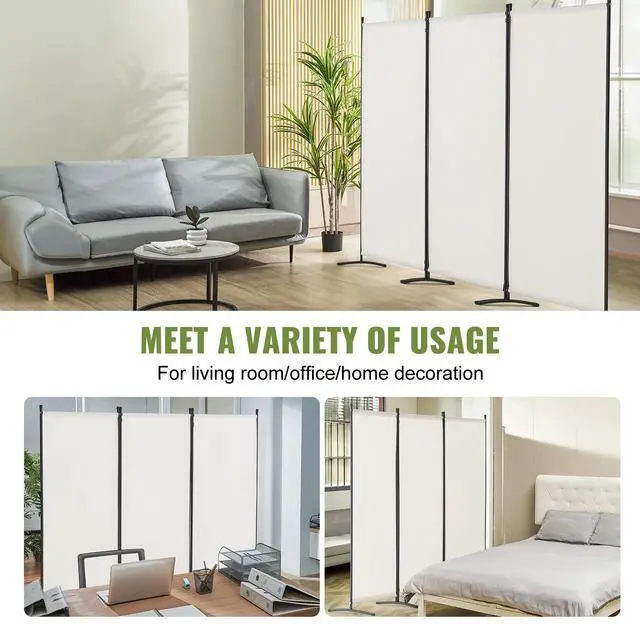 Alt view image 8 of 9 - VEVOR  Room Divider, 102×71inch Room Dividers and Folding Privacy Screens 3-Panel, Fabric Partition Room Dividers for Office, Bedroom, Dining Room, Study, Freestanding, White