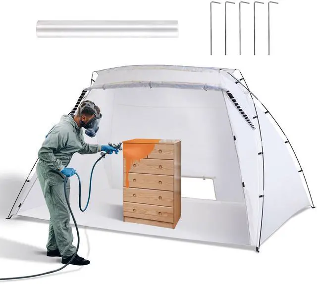 Alt view image 8 of 14 - VEVOR Portable Paint Booth, Larger Spray Paint Tent with Built-in Floor & Mesh Screen, Painting Tent Station for Furniture DIY Hobby Tool, 10x7x6ft Spray Paint Shelter