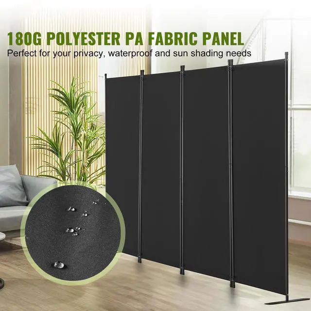 Alt view image 3 of 8 - VEVOR Room Divider, 88×67.5inch Room Dividers and Folding Privacy Screens 4-Panel, Fabric Partition Room Dividers for Office, Bedroom, Dining Room, Study, Freestanding, Black