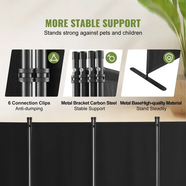 Alt view image 4 of 8 - VEVOR Room Divider, 88×67.5inch Room Dividers and Folding Privacy Screens 4-Panel, Fabric Partition Room Dividers for Office, Bedroom, Dining Room, Study, Freestanding, Black