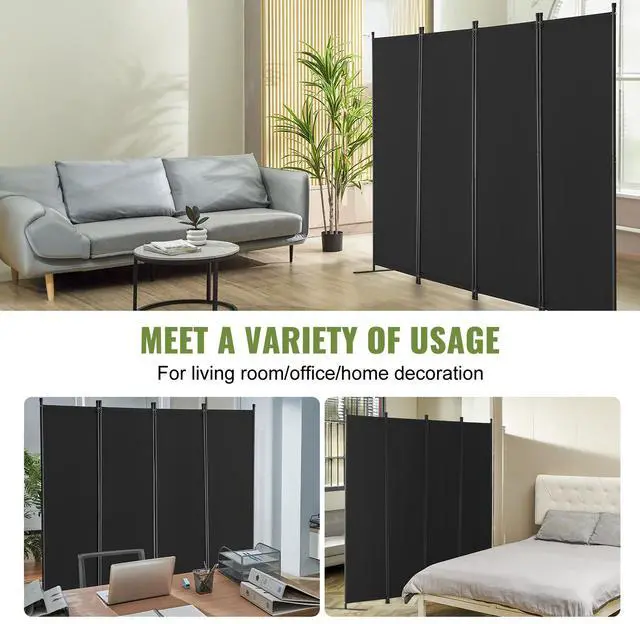 Alt view image 7 of 8 - VEVOR Room Divider, 88×67.5inch Room Dividers and Folding Privacy Screens 4-Panel, Fabric Partition Room Dividers for Office, Bedroom, Dining Room, Study, Freestanding, Black