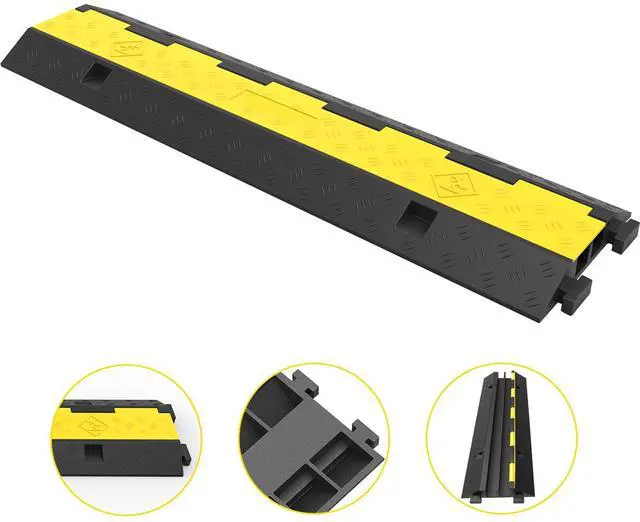 Alt view image 8 of 14 - VEVOR Cable Protector Ramp, 4 Packs 2 Channels Speed Bump Hump, Rubber Modular Speed Bump Rated 11000 LBS Load Capacity, Protective Wire Cord Ramp Driveway Rubber Traffic Speed Bumps Cable Protector