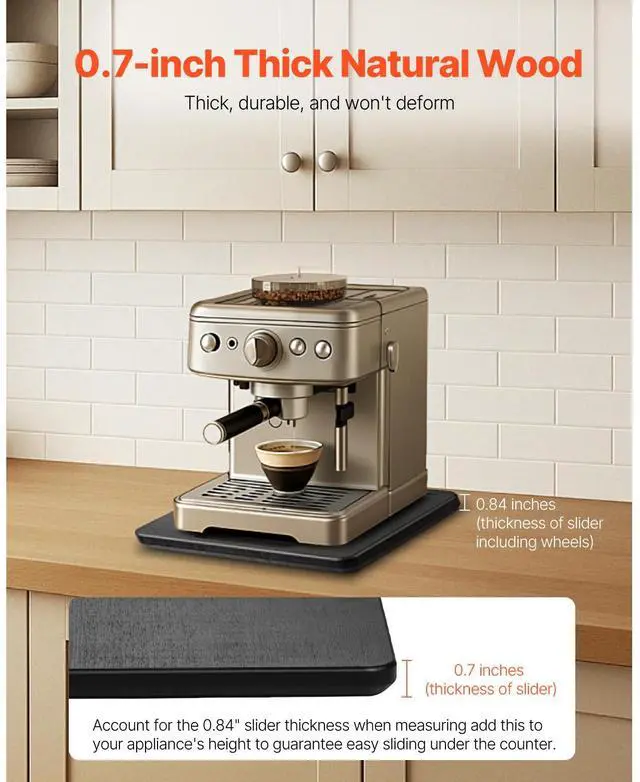 Alt view image 11 of 14 - VEVOR Appliance Slider 10.5 x 13 in Sliding Tray for Coffee Maker Black