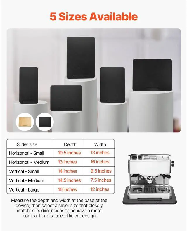 Alt view image 14 of 14 - VEVOR Appliance Slider 10.5 x 13 in Sliding Tray for Coffee Maker Black