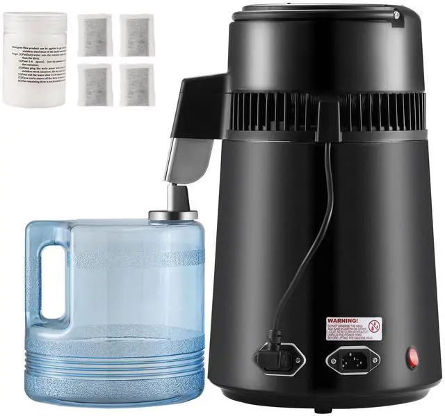 Alt view image 8 of 14 - VEVOR Water Distiller, 4L 1.05 Gallon Pure Water Purifier Filter For Home Countertop, 750W Distilled Water Maker, Stainless Steel Interior Distiller Water Making Machine to Make Clean Water, Black