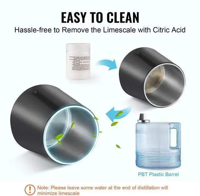 Alt view image 13 of 14 - VEVOR Water Distiller, 4L 1.05 Gallon Pure Water Purifier Filter For Home Countertop, 750W Distilled Water Maker, Stainless Steel Interior Distiller Water Making Machine to Make Clean Water, Black