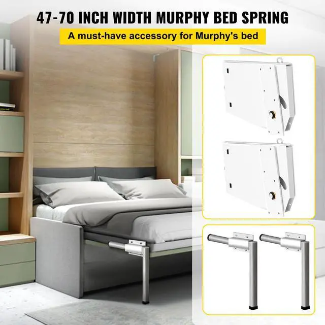 Alt view image 2 of 7 - Murphy Mounting Wall Springs Mechanism Heavy Duty Support Hardware DIY Kit for King Queen Bed (Vertical), White