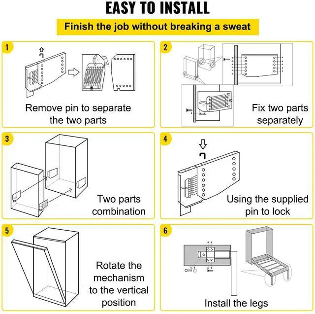 Alt view image 6 of 7 - Murphy Mounting Wall Springs Mechanism Heavy Duty Support Hardware DIY Kit for King Queen Bed (Vertical), White