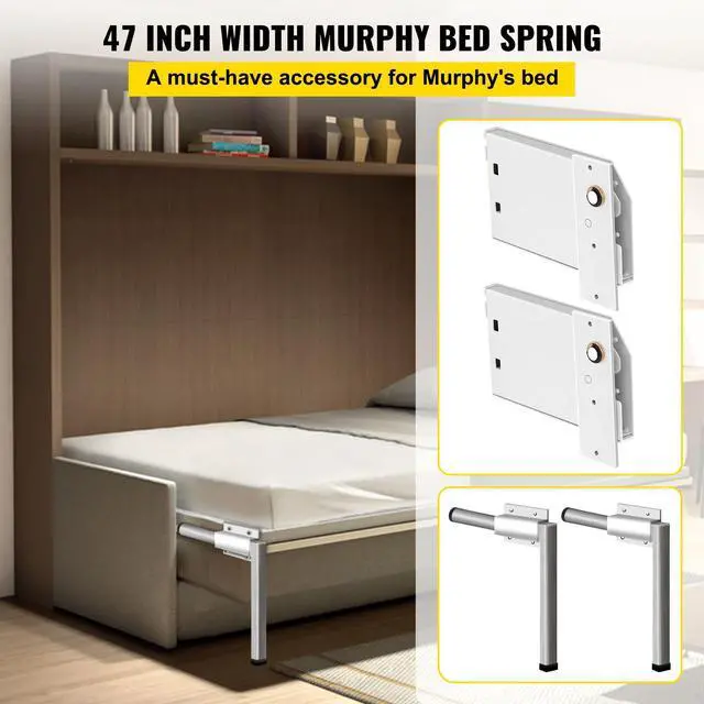 Alt view image 2 of 7 - Murphy Mounting Wall Springs Mechanism Heavy Duty Support Hardware DIY Kit for Queen Twin Size Bed (Horizontal), White