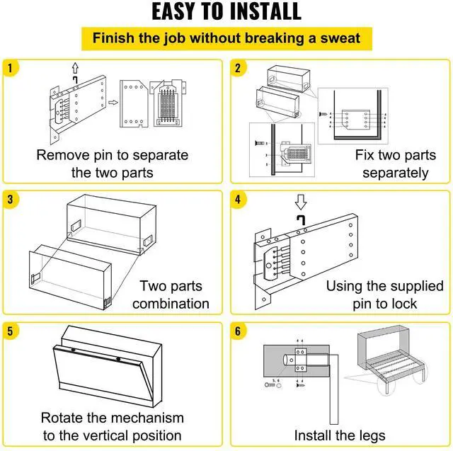 Alt view image 6 of 7 - Murphy Mounting Wall Springs Mechanism Heavy Duty Support Hardware DIY Kit for Queen Twin Size Bed (Horizontal), White