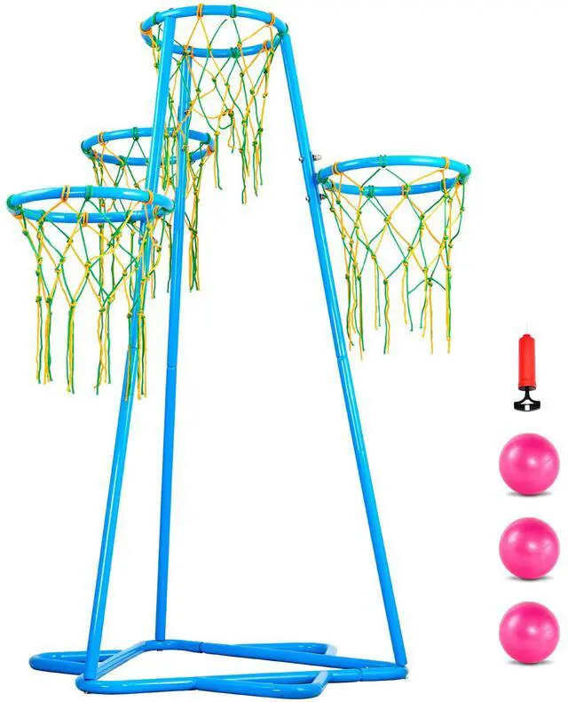 Alt view image 2 of 8 - VEVOR Kids Basketball Hoop, 4-Hoop Child Basketball Hoops, Portable Basketball Stand with Adjustable Heights and 3 Balls, Indoor and Outdoor Basketball Toy Set for Children of All Ages, Boys & Girls