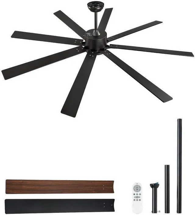 Alt view image 2 of 8 - VEVOR 72 Inch Ceiling Fan with Light, 6-Speed Remote Control, Dimmable 3-Color Temperature, Reversible DC Motor, Modern Low Profile Flush Mount Fan for Bedroom, Living Room, Indoor/Outdoor Use, Black