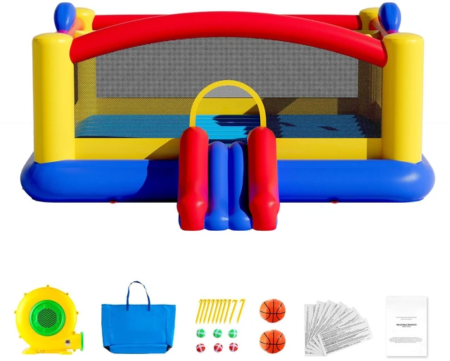 Alt view image 3 of 9 - VEVOR Inflatable Bounce House, Outdoor High Quality Playhouse Trampoline, Jumping Bouncer with Blower, Slide, and Storage Bag, Family Backyard Bouncy Castle, for Kid Ages 310 Years, 177x173x80 inch