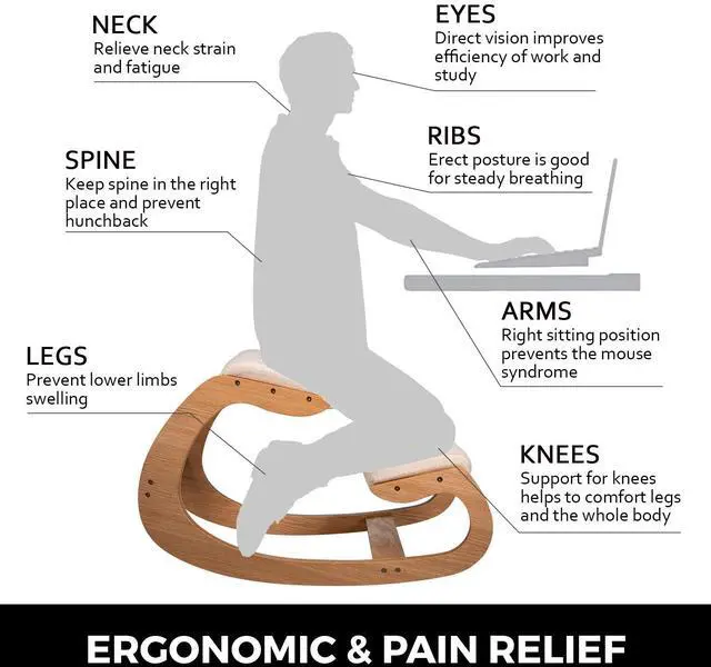 Alt view image 2 of 7 - Ergonomic Kneeling Chair Heavy Duty Better Posture Kneeling Stool Office Chair Home for Body Shaping Relieveing Stress Meditation Desk Computer Kneeling Stool Chair