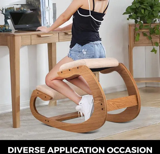 Alt view image 7 of 7 - Ergonomic Kneeling Chair Heavy Duty Better Posture Kneeling Stool Office Chair Home for Body Shaping Relieveing Stress Meditation Desk Computer Kneeling Stool Chair