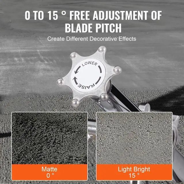 Alt view image 4 of 7 - Power Trowel, 46 Walk-Behind Cement Trowel with Float Pan, 14HP Gas-Powered Smooth Concrete Surface Finisher, Heavy Duty Commercial Screed Concrete Cement with Finishing Blade, Orange