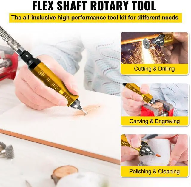 Alt view image 2 of 7 - Flex Shaft Grinder 780W Rotary Tool 500-23000RPM Rotary Carver with 1/4\" 3-Jaw Chuck & Stepless Speed Foot Pedal Hanging Grinding Machine 131PCS Accessories for Jewelry Polishing Grinding DIY