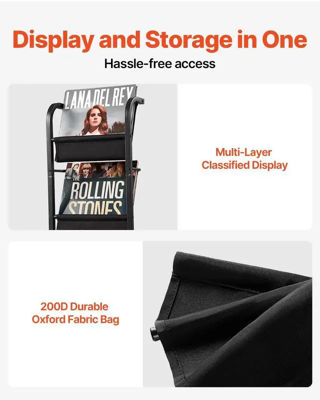 Alt view image 10 of 14 - VEVOR 5 Tiers Record Player with LED Light & USB Ports Metal Vinyl Shelf Black