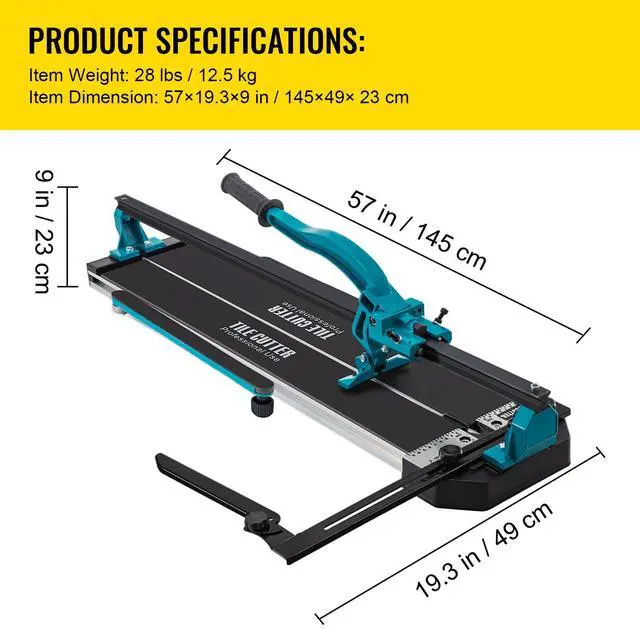 Alt view image 7 of 7 - Tile Cutter, 48 Inch Manual Tile Cutter, Tile Cutter Tools with Single Rail & Double Brackets, 3/5 in Cap with Precise Laser Guide, Snap Tile Cutter for Precision Cutting Porcelain Tiles Industr