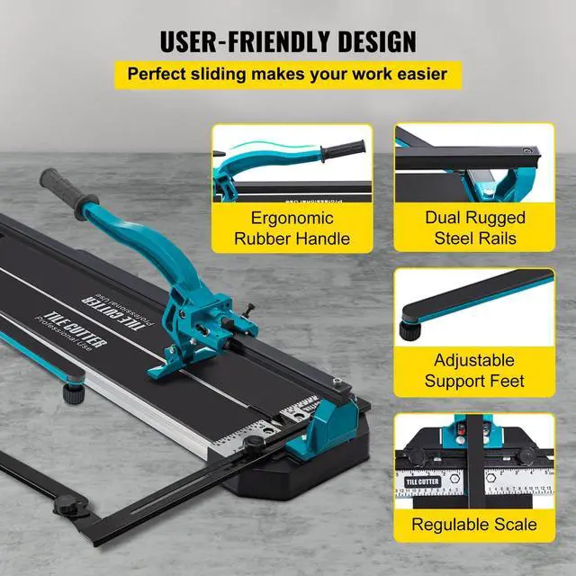 Alt view image 6 of 7 - Tile Cutter, 48 Inch Manual Tile Cutter, Tile Cutter Tools with Single Rail & Double Brackets, 3/5 in Cap with Precise Laser Guide, Snap Tile Cutter for Precision Cutting Porcelain Tiles Industr