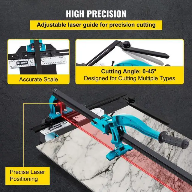 Alt view image 4 of 7 - Tile Cutter, 48 Inch Manual Tile Cutter, Tile Cutter Tools with Single Rail & Double Brackets, 3/5 in Cap with Precise Laser Guide, Snap Tile Cutter for Precision Cutting Porcelain Tiles Industr