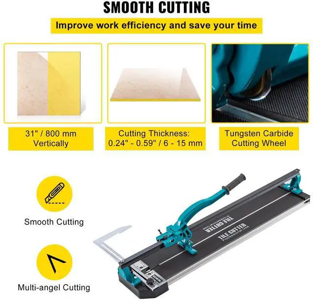 Alt view image 3 of 7 - Tile Cutter 31 Inch,Manual Tile Cutter Single Rail with Precise Laser Positioning, Alloy Cutter Wheel with Ergonomic Handle, Accurate Rulers, For Large Tile 0.24\"-0.59\" Thickness