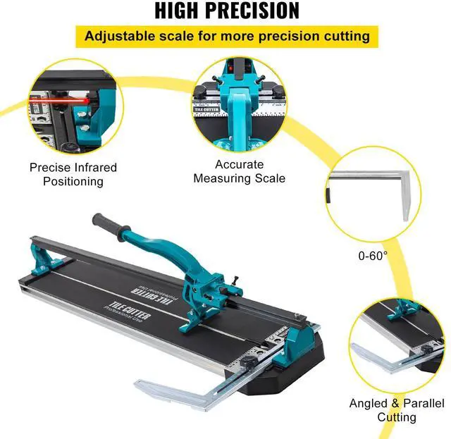 Alt view image 4 of 7 - Tile Cutter 31 Inch,Manual Tile Cutter Single Rail with Precise Laser Positioning, Alloy Cutter Wheel with Ergonomic Handle, Accurate Rulers, For Large Tile 0.24\"-0.59\" Thickness