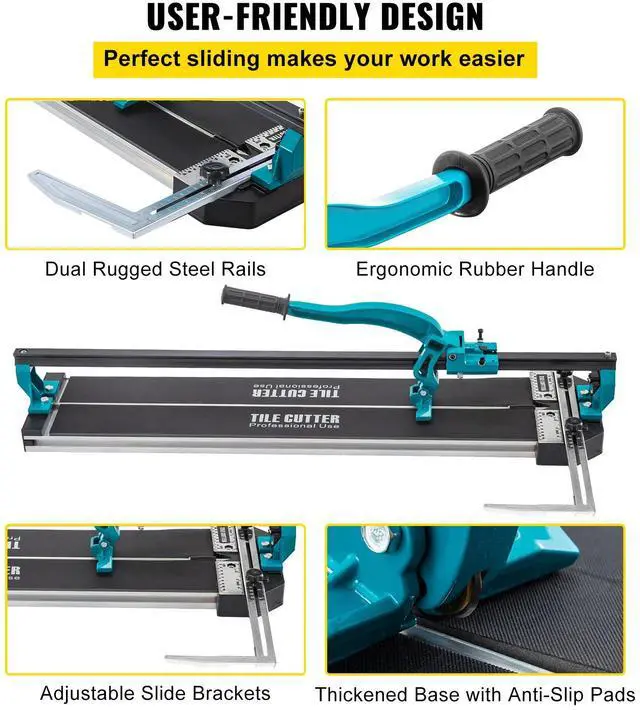 Alt view image 6 of 7 - Tile Cutter 31 Inch,Manual Tile Cutter Single Rail with Precise Laser Positioning, Alloy Cutter Wheel with Ergonomic Handle, Accurate Rulers, For Large Tile 0.24\"-0.59\" Thickness