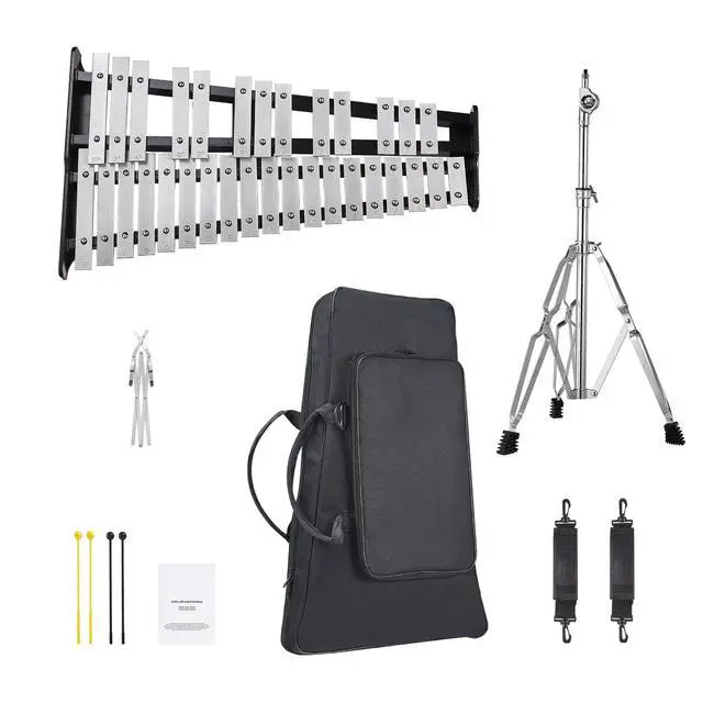 Alt view image 8 of 14 - VEVOR 32 Note Glockenspiel Xylophone Bell Kit, Professional Percussion Instrument Set with Mallets, Drum Sticks, Music Stand, Adjustable Stand and Carrying Bag for Students & Adults