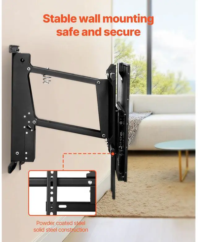 Alt view image 11 of 14 - VEVOR Motorized TV Wall Mount, 32-65 in Electric Fireplace TV Wall Mount Black