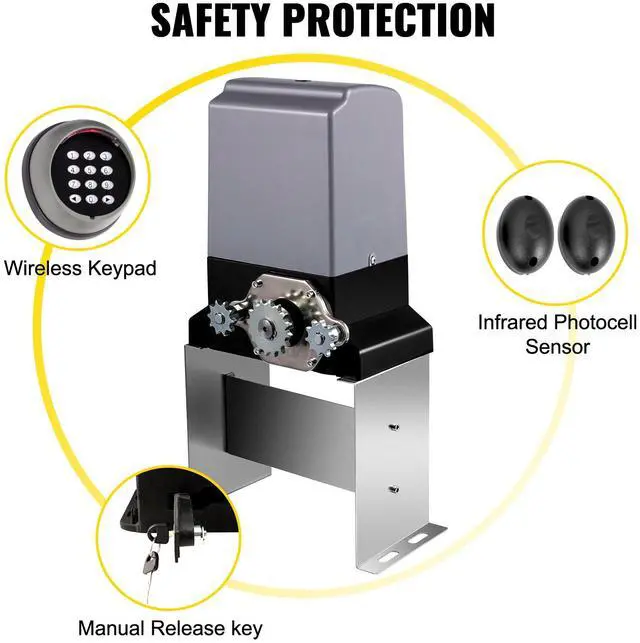 Alt view image 6 of 7 - Sliding Gate Opener 3300 LBS Automatic Sliding Gate, Gate Opener Motor with 2 Remote Controls, 230 ft Remote Distance Driveway Rolling Gate, Automatic Sliding Gate Opener for Sliding Gate