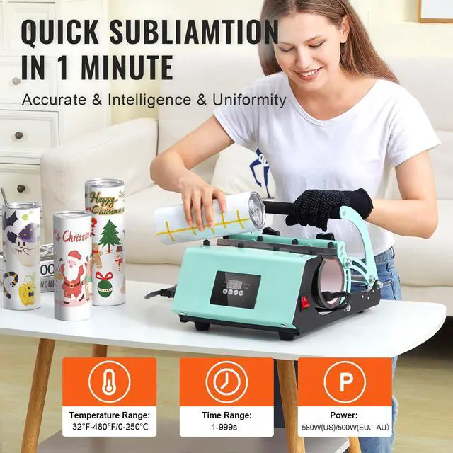 Alt view image 11 of 14 - VEVOR Tumbler Heat Press Machine and Sublimation Tumblers, Tumbler Press Set with 8pcs 20OZ Blank Tumblers, Mug Press Cup Press for 11-30oz Tumblers Mug, with Heat Transfer Paper, Gloves, Tape