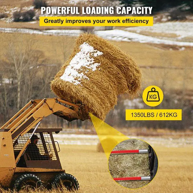 Alt view image 4 of 7 - Hay Spear 32" Bale Spear 1350 lbs Capacity, Bale Spike Quick Attach Square Hay Bale Spears 1.4" Wide, Red Coated Bale Forks, Bale Hay Spike with Hex Nut & Sleeve for Buckets Tractors Loaders