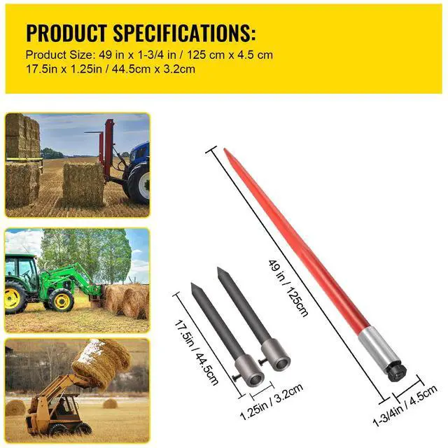 Alt view image 7 of 7 - 49" Hay Bale Spear 3000 lbs Capacity with Nut and Sleeve