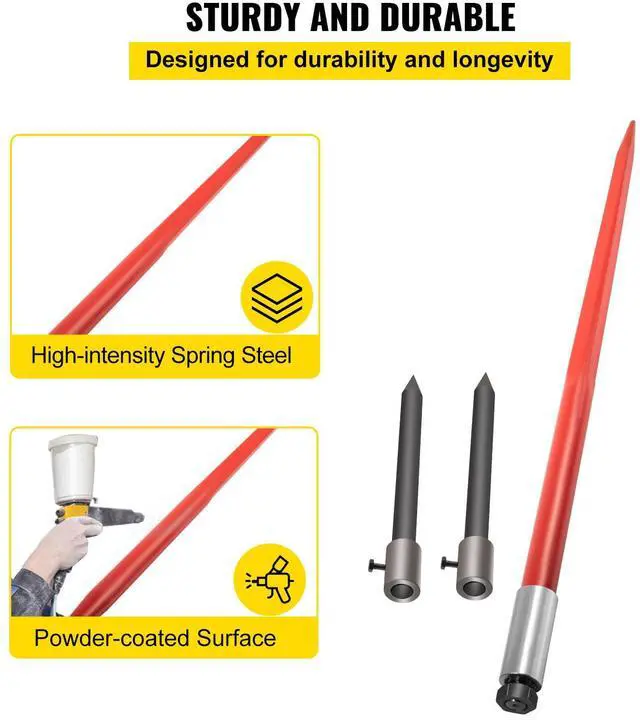 Alt view image 3 of 7 - 49" Hay Bale Spear 3000 lbs Capacity with Nut and Sleeve