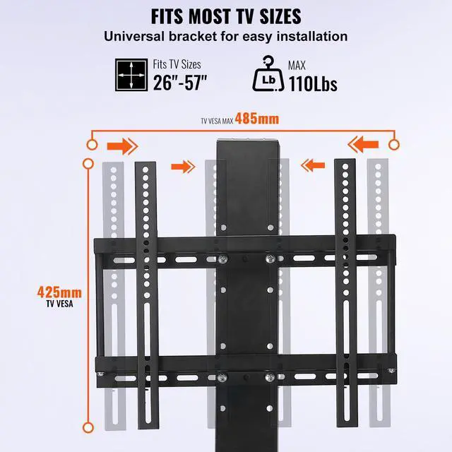 Alt view image 4 of 7 - Automated TV Elevator for Up to 50" Screens, 28" Stroke with Adjustable Height from 38" to 65", Remote Controlled, Supports up to 132 lbs