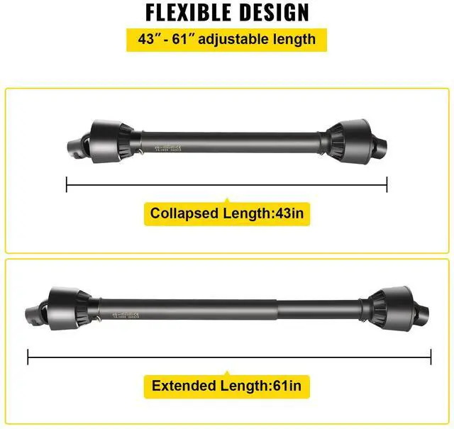 Alt view image 4 of 7 - PTO Shaft, 1-3/8\" PTO Drive Shaft, 6 Spline Tractor, Round Implement Ends PTO Driveline Shaft, Series 4 Tractor PTO Shaft, 43\"-61\" Brush Hog PTO Shaft Black, for Finish Mower, Rotary Cutter