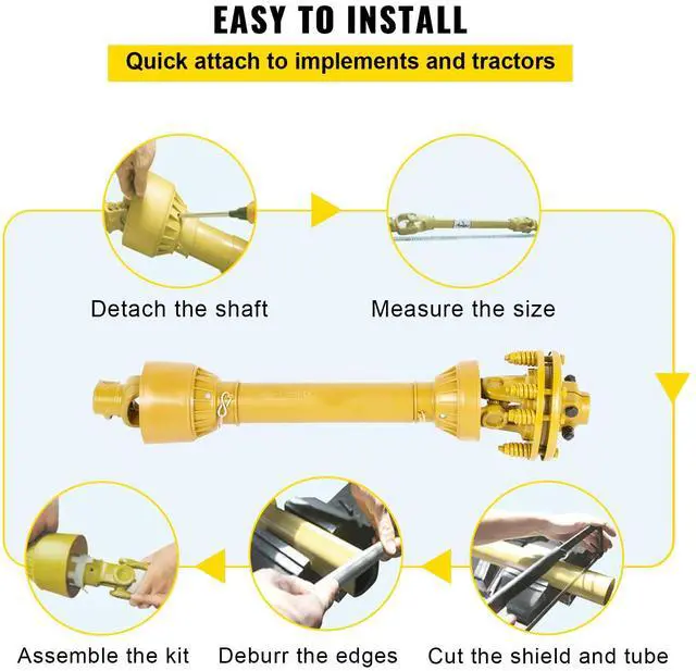 Alt view image 6 of 7 - PTO Shaft, 1-3/8\" PTO Drive Shaft, 6 Spline Both Ends PTO Driveline Shaft, Series 4 Tractor PTO Shaft, 31.5\"-41\" Brush Hog PTO Shaft, Yellow PTO Shaft with Slip Clutch for Bush Hog/Finish Mow