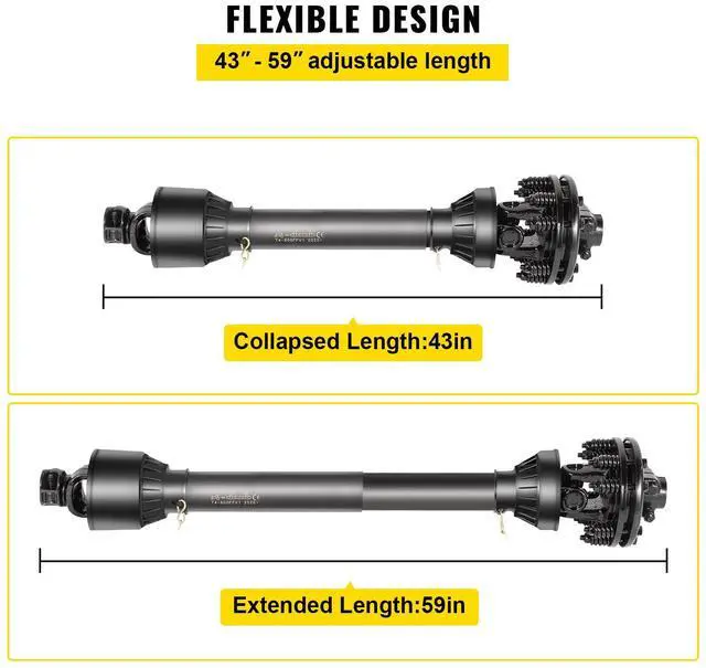 Alt view image 4 of 7 - PTO Shaft, 1-3/8 6 Spline Tractor and Implement Ends PTO Driveline Shaft, Series 4 Tractor PTO Shaft, 43-59 Brush Hog PTO Shaft with Slip Clutch Black, for Finish Mower, Rotary Cutter