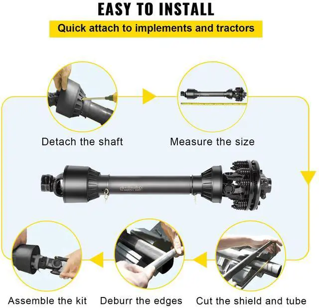 Alt view image 6 of 7 - PTO Shaft, 1-3/8 6 Spline Tractor and Implement Ends PTO Driveline Shaft, Series 4 Tractor PTO Shaft, 43-59 Brush Hog PTO Shaft with Slip Clutch Black, for Finish Mower, Rotary Cutter