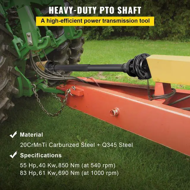 Alt view image 2 of 7 - PTO Shaft, 1-3/8 PTO Drive Shaft, 6 Spline Both Ends PTO Driveline Shaft, Series 6 Tractor PTO Shaft, 47-67 Brush Hog PTO Shaft, Black PTO Shaft with Slip Clutch for Bush Hog/Finish Mower