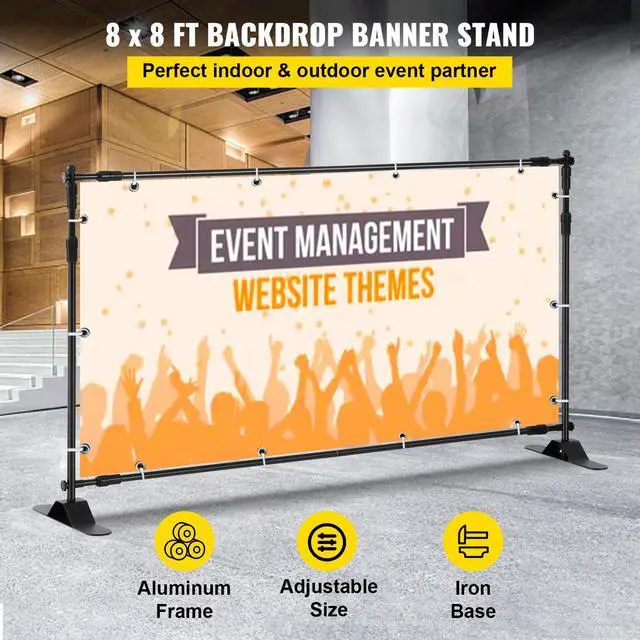 Alt view image 2 of 7 - Backdrop Banner Stand 8 x 8 Ft Adjustable Heavy Duty Background Stand with 1 Carrying Bag, Backdrop Stand for Parties Wedding Photo Booth Trade Show