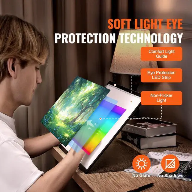 Alt view image 5 of 7 - Light Board, A3 LED Light Pad with 3 Level Dimmable Brightness, USB Powered Light Table for Tracing, Light Box for Diamond Painting, Animation, Sketching, Drawing, Stenciling, Artists (Black)