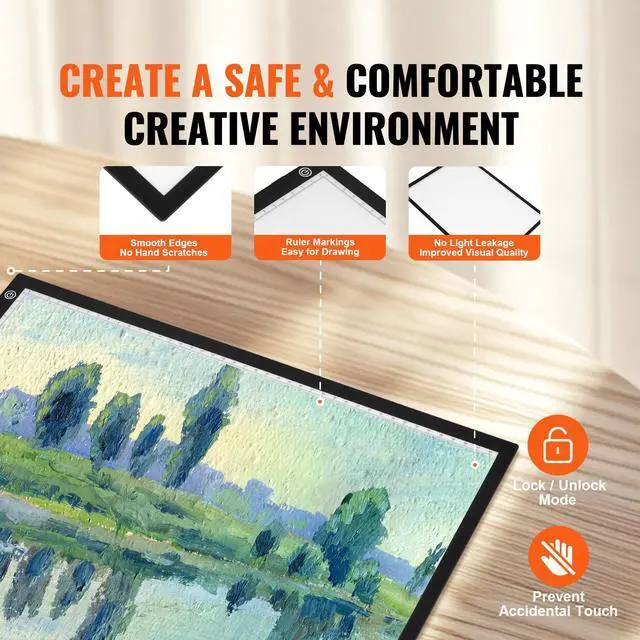 Alt view image 6 of 7 - Light Board, A3 LED Light Pad with 3 Level Dimmable Brightness, USB Powered Light Table for Tracing, Light Box for Diamond Painting, Animation, Sketching, Drawing, Stenciling, Artists (Black)