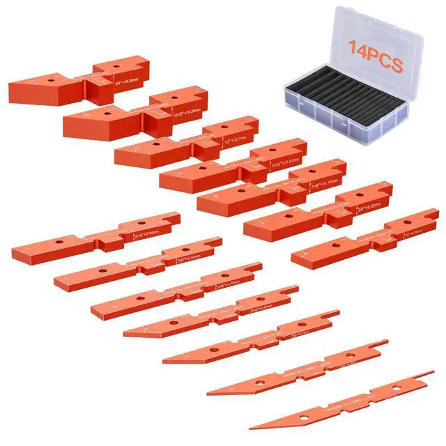 Alt view image 8 of 14 - VEVOR Router Table Setup Bars, 14 pcs, Precision Aluminum Setup Blocks Height Gauge Set, with Laser Engraved Size Markings Storage Case, Measuring Depth Height Angle, for Router Table Saw Accessories