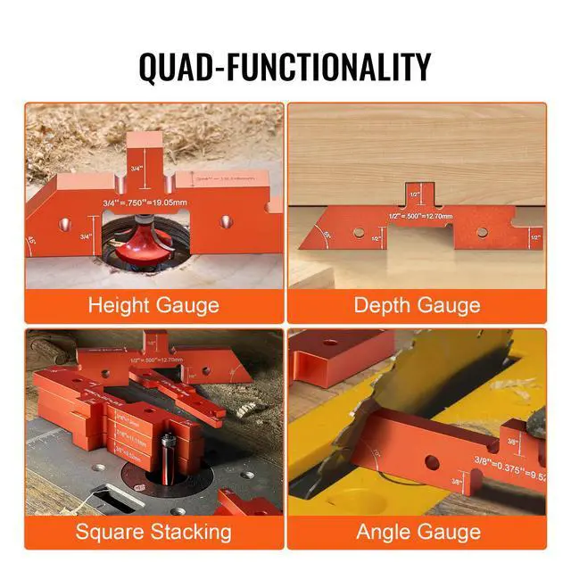 Alt view image 9 of 14 - VEVOR Router Table Setup Bars, 14 pcs, Precision Aluminum Setup Blocks Height Gauge Set, with Laser Engraved Size Markings Storage Case, Measuring Depth Height Angle, for Router Table Saw Accessories