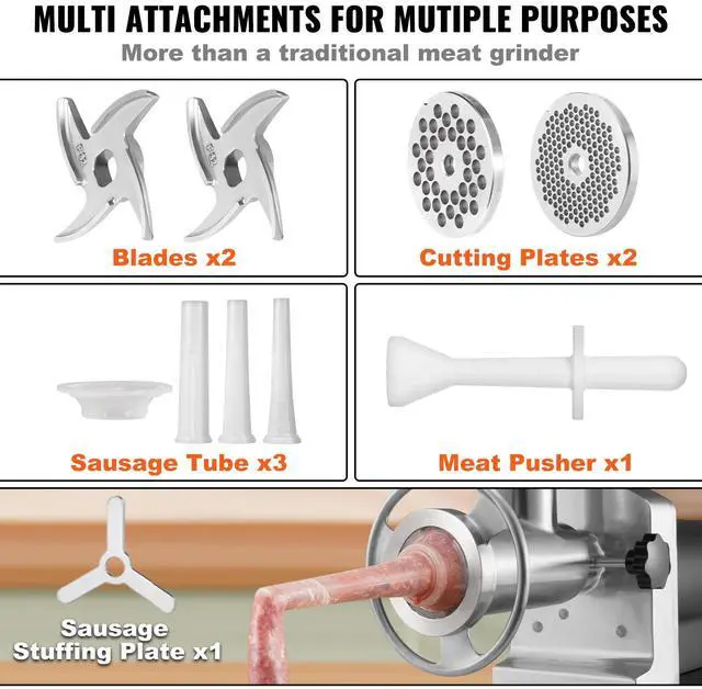 Alt view image 11 of 14 - VEVOR Heavy Duty Electric Meat Grinder 992 Lb/H Capacity 1100W Sausage Stuffer