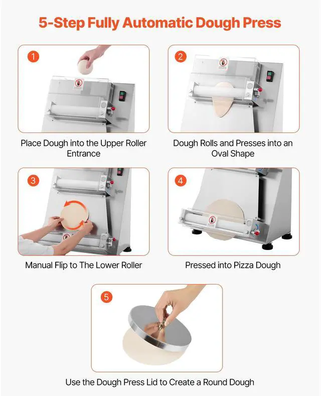 Alt view image 5 of 8 - 16 Inch Pizza Dough Roller Sheeter Semi-automatic Commercial Dough Press 390W