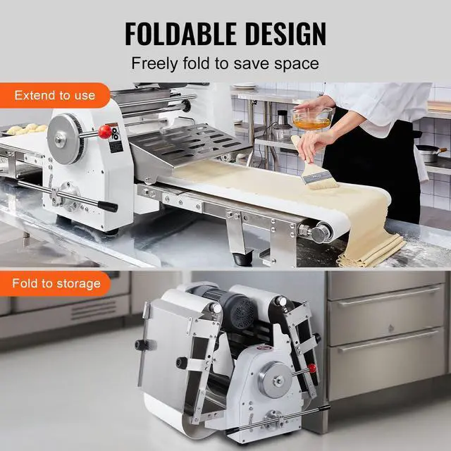 Alt view image 5 of 7 - Commercial Dough Sheeter Machine, 15.7-Inch Reversible Puff Pastry Sheeter and Fondant Roller, Electric Dough Roller 0-1.4" Adjustable Thickness, Folding Dough Sheeter for Bakeries, Pastries